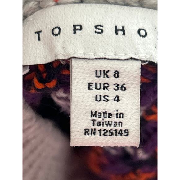 Topshop Purple and Orange Cropped Argyle Sweater - Picture 3 of 4